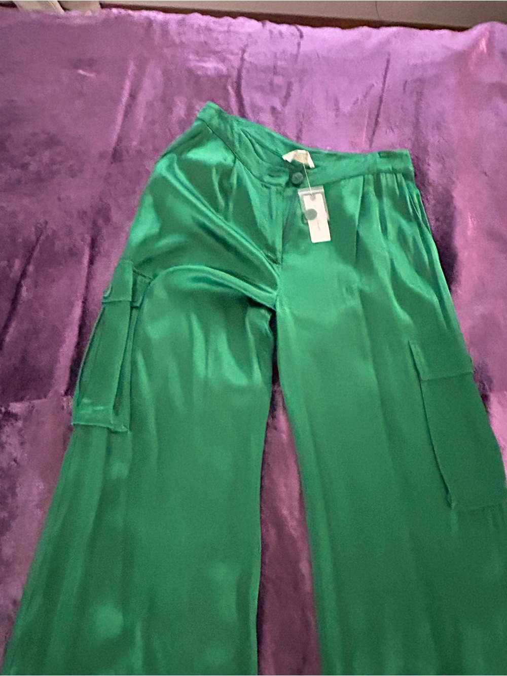 Anthropologie/Corey Lynn Calter Emerald Green Wide-Leg silky pants M - Picture 9 of 9